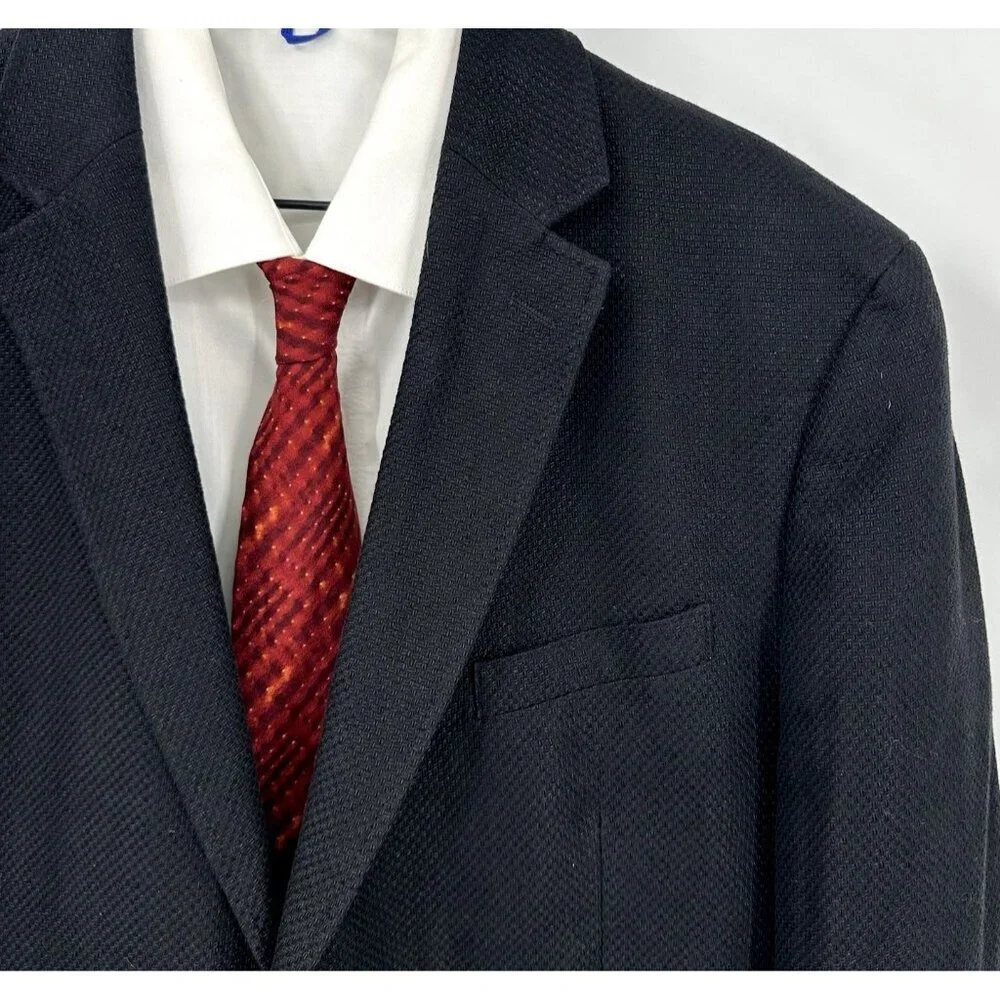 JOSEPH ABBOUD jacket blazer sport coat black LARGE linen cotton business casual